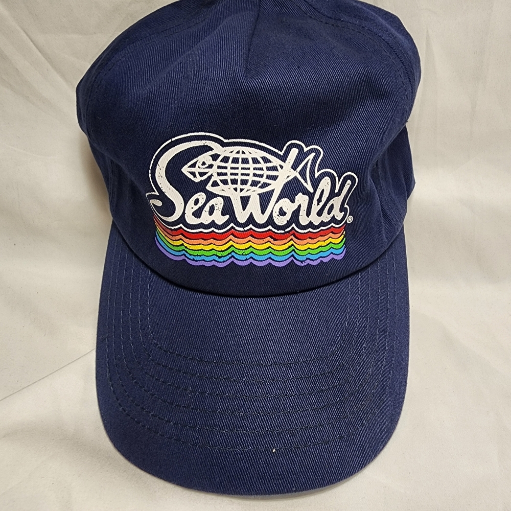 SeaWorld Unisex Blue Cap with Rainbow Logo